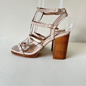NEW Steve Madden Daelene Tan Suede Strappy Block Heel Platform Sandals, Sz 9M